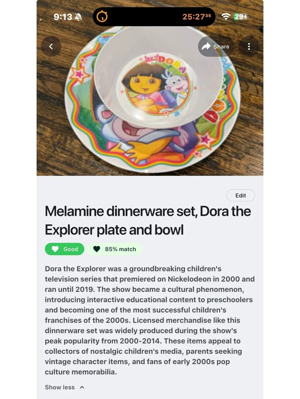 Dora the Explorer Melamine Dinnerware Set - Plate and Bowl